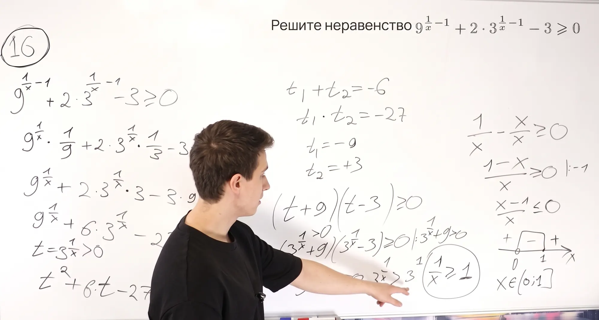 Даня Циник у доски решает показательное неравенство — задание 16 ЕГЭ по профильной математике